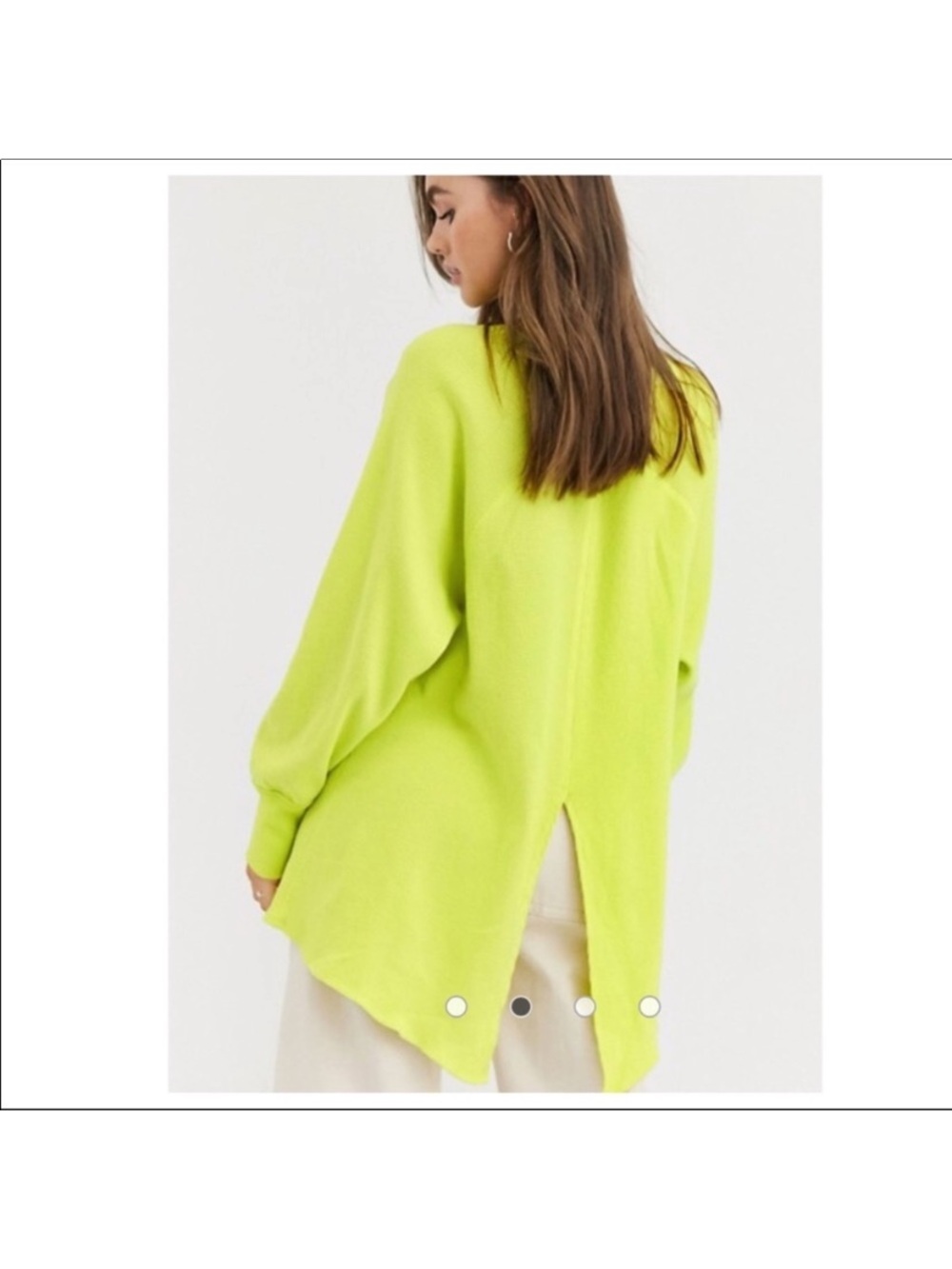 Free People Amelia Oversized Thermal Top Yellow Waffle Weave Split Back Size S